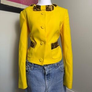 Moschino Yellow Blazer with Leopard Details